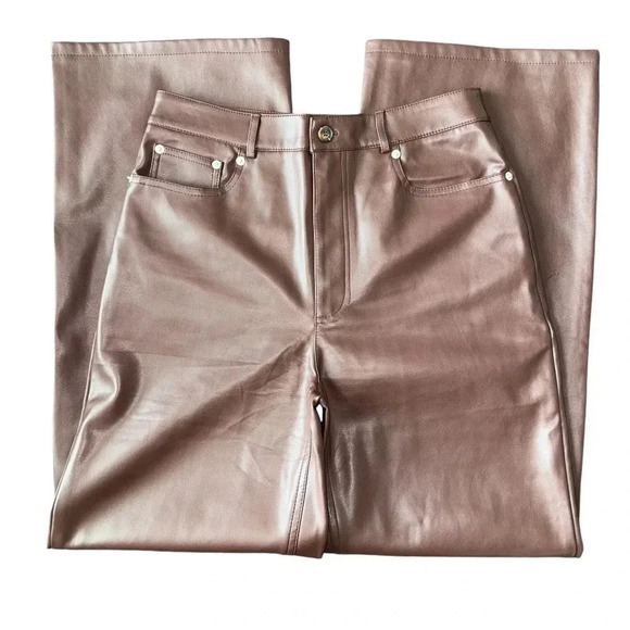 Urban Outfitters Brown Leather High Waist Wide Straight Leg Pants Womens 28 - Picture 1 of 4